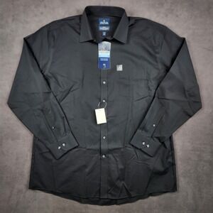 Stafford Dress Shirt Mens 18 36 37 Black Broadcloth Regular Fit Long Sleeve NEW